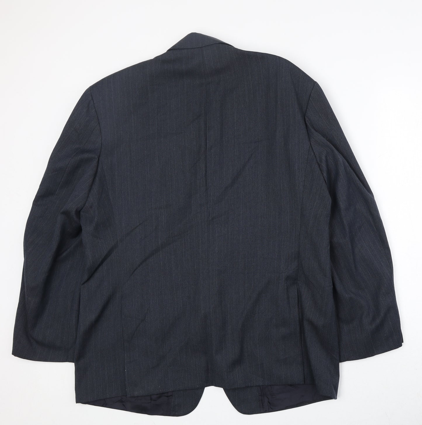 Marks and Spencer Mens Blue Striped Polyester Jacket Suit Jacket Size 44 Regular