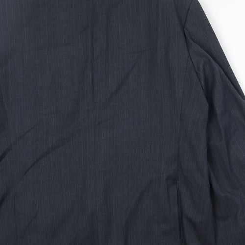 Marks and Spencer Mens Blue Striped Polyester Jacket Suit Jacket Size 44 Regular