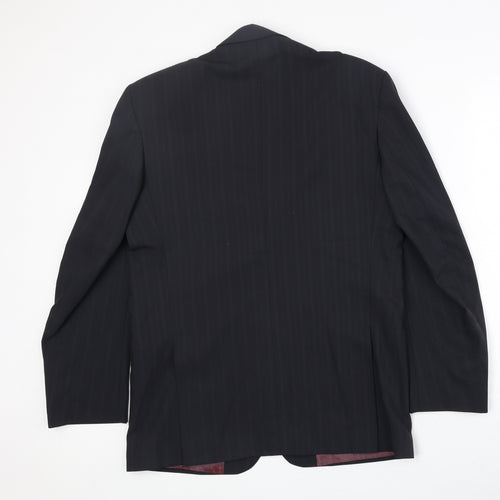 1880 Mens Black Striped Polyester Jacket Suit Jacket Size 36 Regular