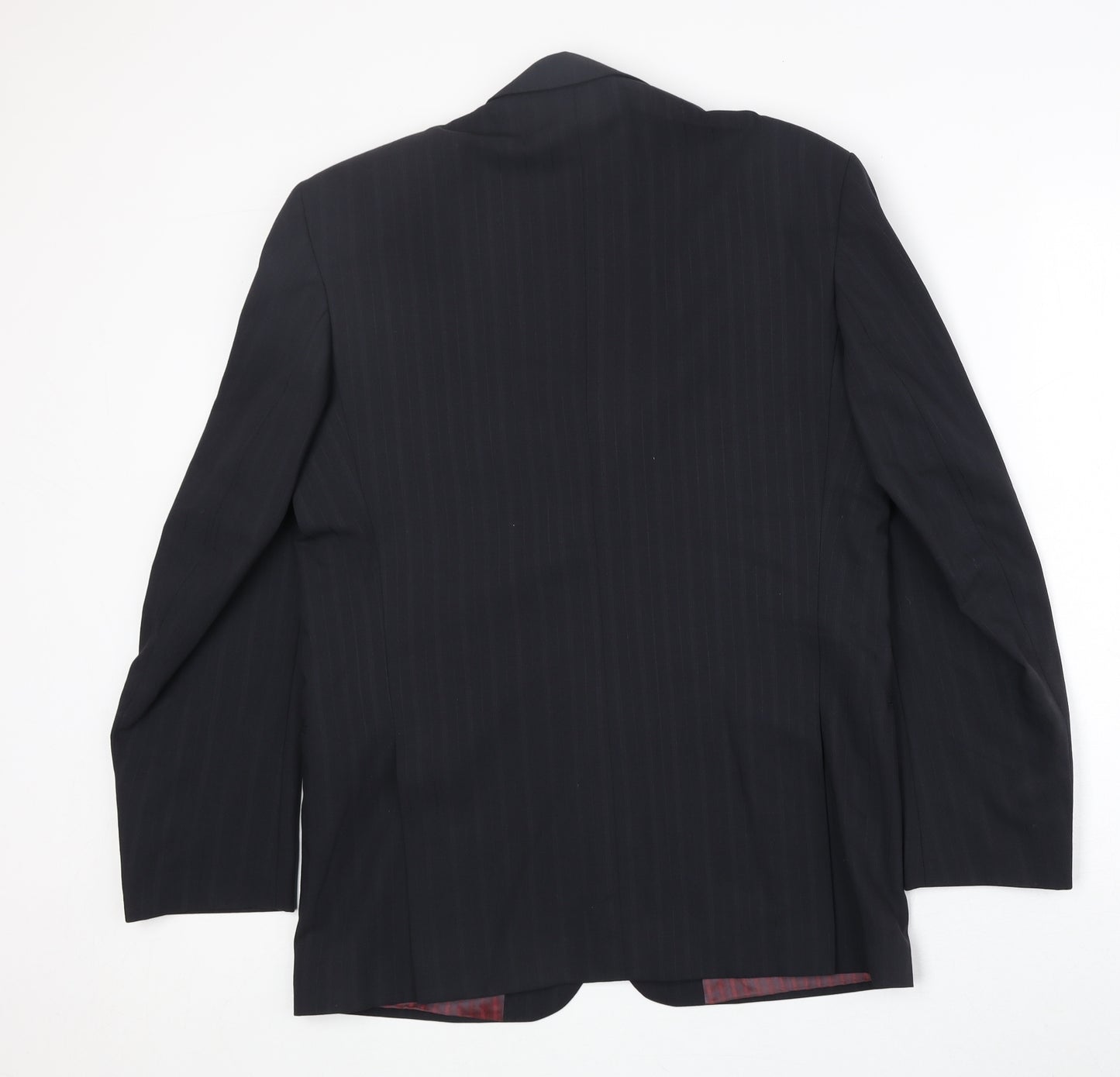 1880 Mens Black Striped Polyester Jacket Suit Jacket Size 36 Regular