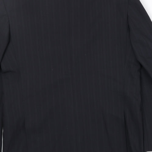 1880 Mens Black Striped Polyester Jacket Suit Jacket Size 36 Regular
