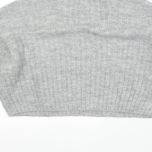 New Look Girls Grey Mock Neck Acetate Pullover Jumper Size 10-11 Years Pullover - Ribbed Cropped