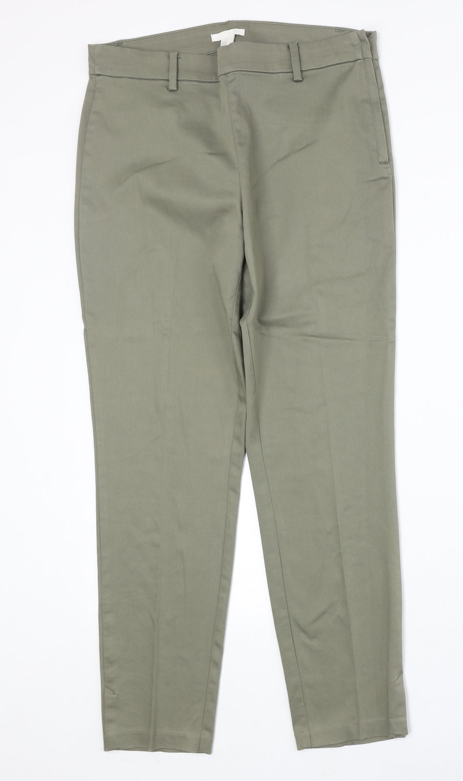 H&M Womens Green Cotton Chino Trousers Size 14 Regular