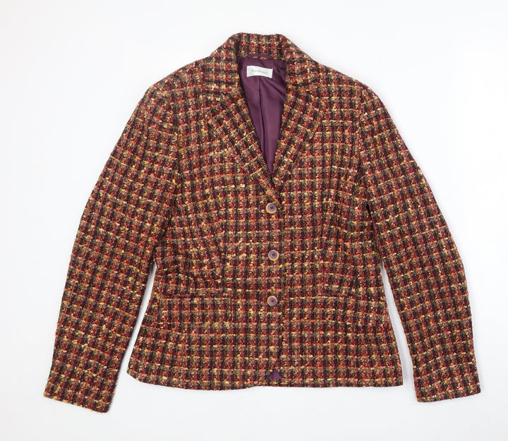 Neinhause Womens Multicoloured Check Acrylic Jacket Blazer Size 12