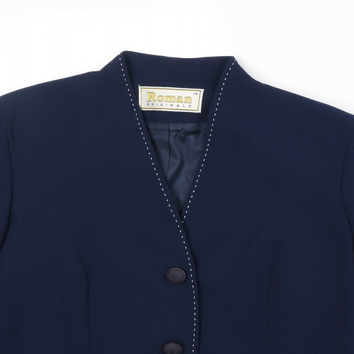 Roman Womens Blue Polyester Jacket Blazer Size 14
