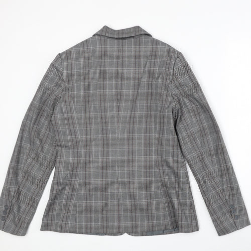 BPC Womens Grey Plaid Polyester Jacket Suit Jacket Size 14