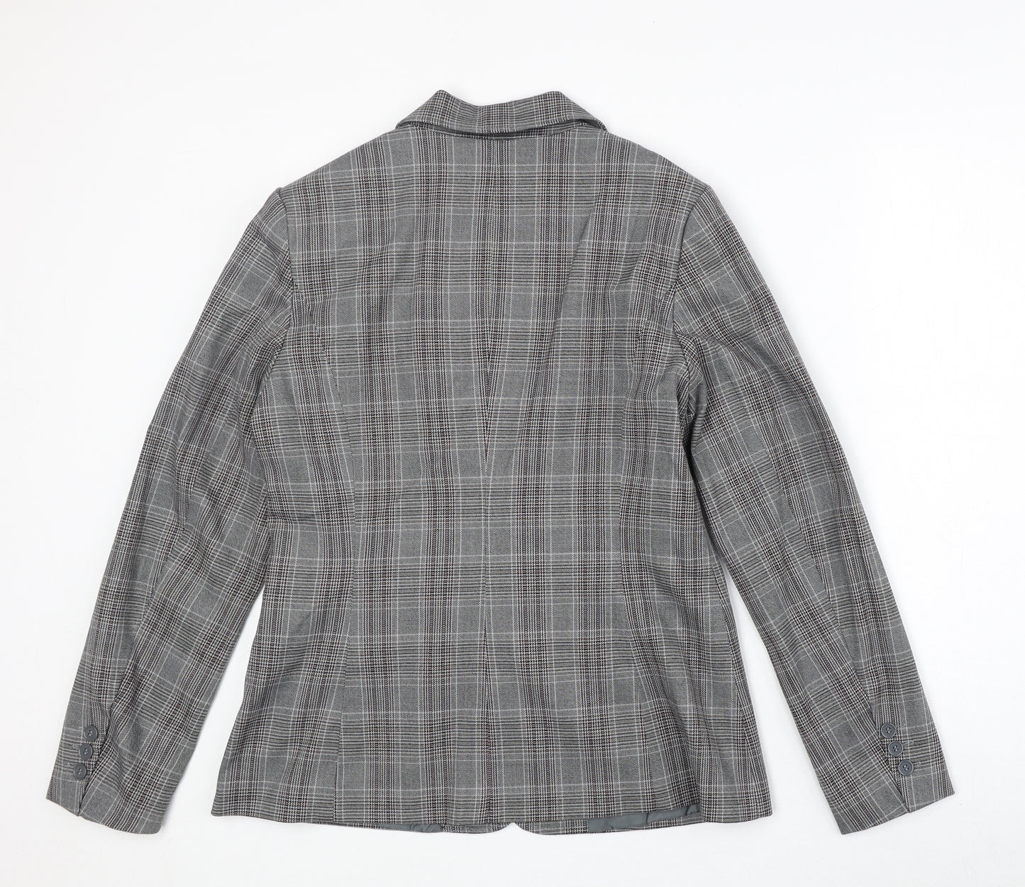 BPC Womens Grey Plaid Polyester Jacket Suit Jacket Size 14