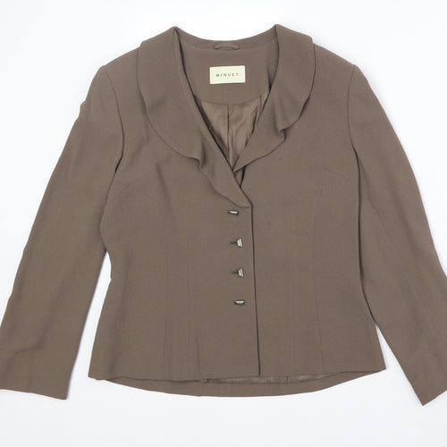 Minuet Womens Brown Polyester Jacket Blazer Size 10