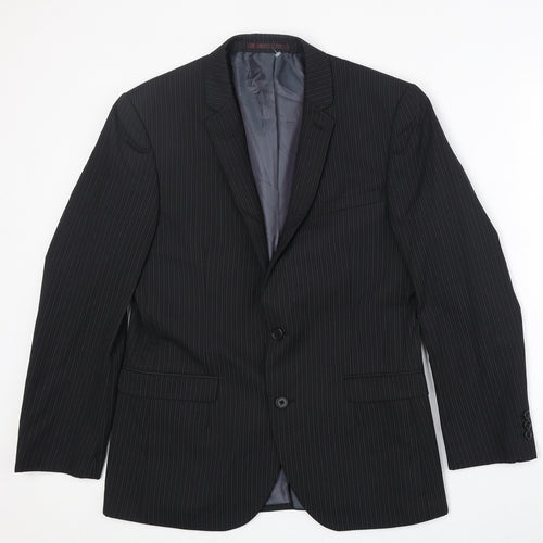 NEXT Mens Black Striped Wool Jacket Suit Jacket Size 38 Regular