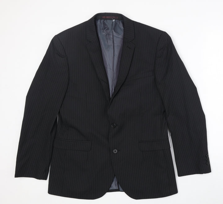 NEXT Mens Black Striped Wool Jacket Suit Jacket Size 38 Regular