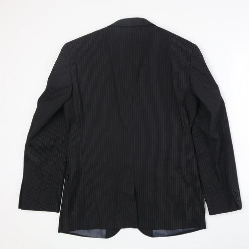 NEXT Mens Black Striped Wool Jacket Suit Jacket Size 38 Regular