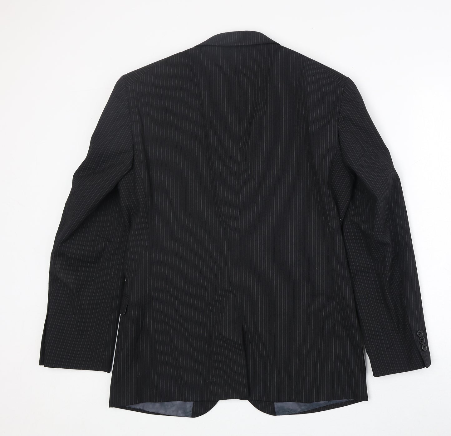 NEXT Mens Black Striped Wool Jacket Suit Jacket Size 38 Regular