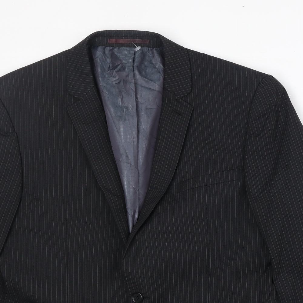 NEXT Mens Black Striped Wool Jacket Suit Jacket Size 38 Regular