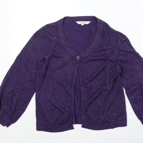 Butterfly Girls Purple Round Neck Viscose Cardigan Jumper Size 15 Years Button