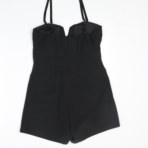 Vera & Lucy Womens Black Polyester Playsuit One-Piece Size M Zip