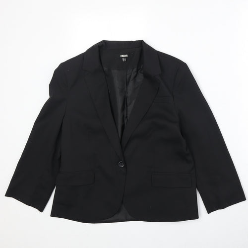 ASOS Womens Black Polyester Jacket Blazer Size 12