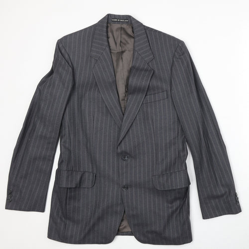 Dunn & Co Mens Grey Striped Wool Jacket Suit Jacket Size 38 Regular