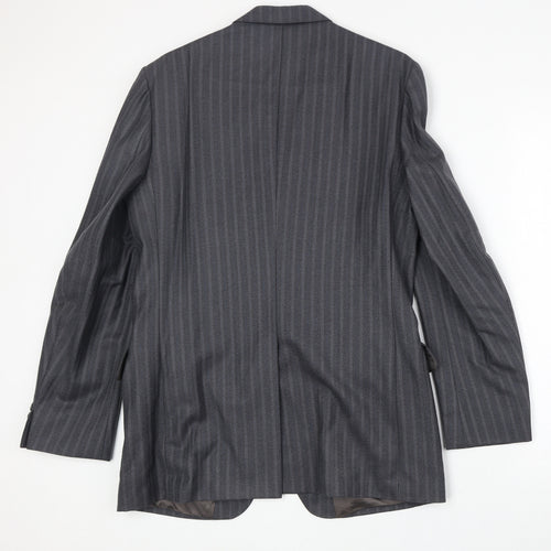 Dunn & Co Mens Grey Striped Wool Jacket Suit Jacket Size 38 Regular