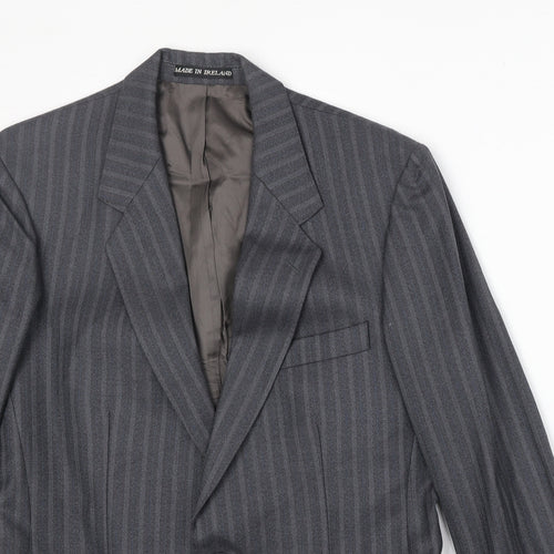 Dunn & Co Mens Grey Striped Wool Jacket Suit Jacket Size 38 Regular