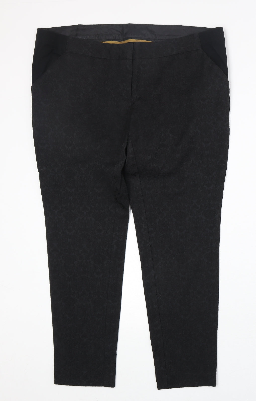 mamas & papas Womens Black Cotton Chino Trousers Size 12 Regular Zip