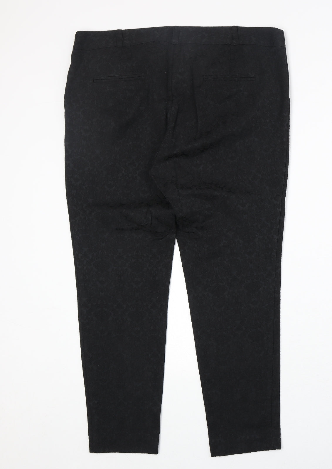 mamas & papas Womens Black Cotton Chino Trousers Size 12 Regular Zip