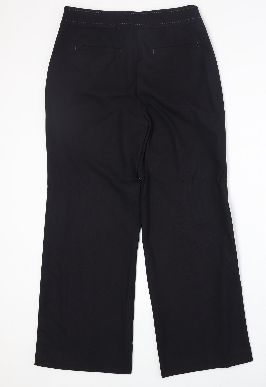 Marks and Spencer Womens Black Polyester Dress Pants Trousers Size 10 Regular Zip - Contrast Stitching