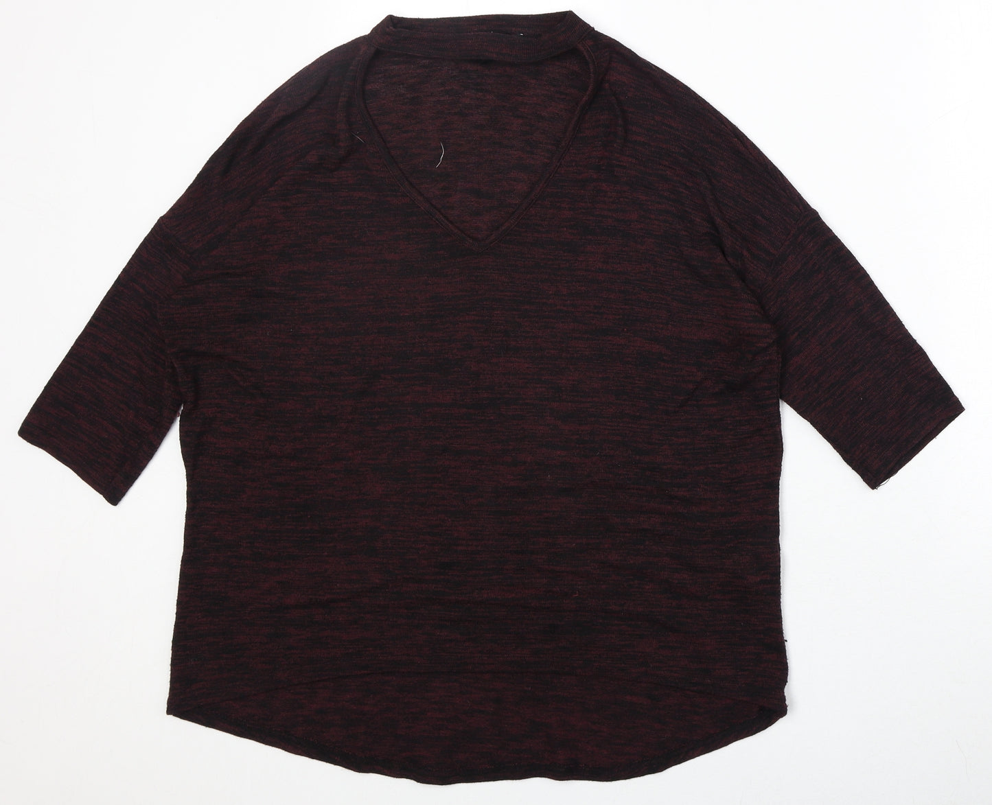 New Look Womens Purple V-Neck Polyester Pullover Jumper Size M