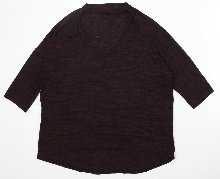 New Look Womens Purple V-Neck Polyester Pullover Jumper Size M