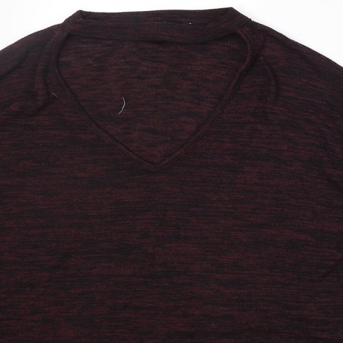 New Look Womens Purple V-Neck Polyester Pullover Jumper Size M
