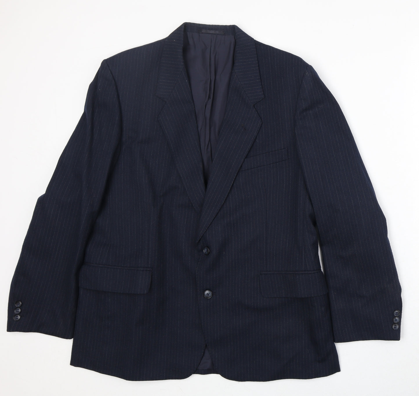 BHS Mens Blue Striped Wool Jacket Suit Jacket Size 42 Regular