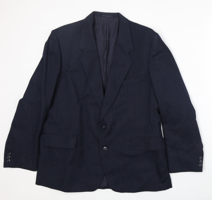 BHS Mens Blue Striped Wool Jacket Suit Jacket Size 42 Regular