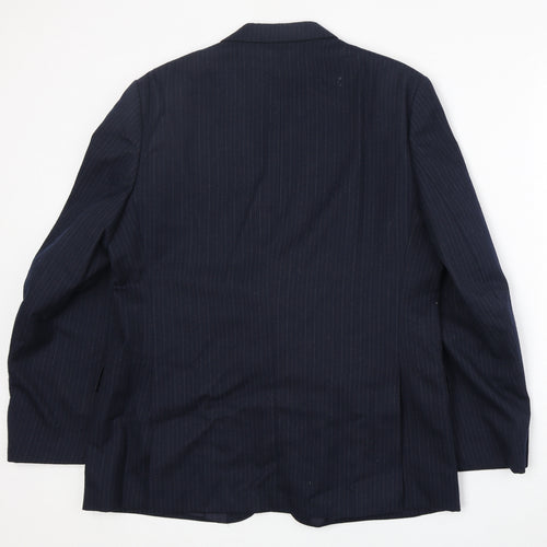 BHS Mens Blue Striped Wool Jacket Suit Jacket Size 42 Regular
