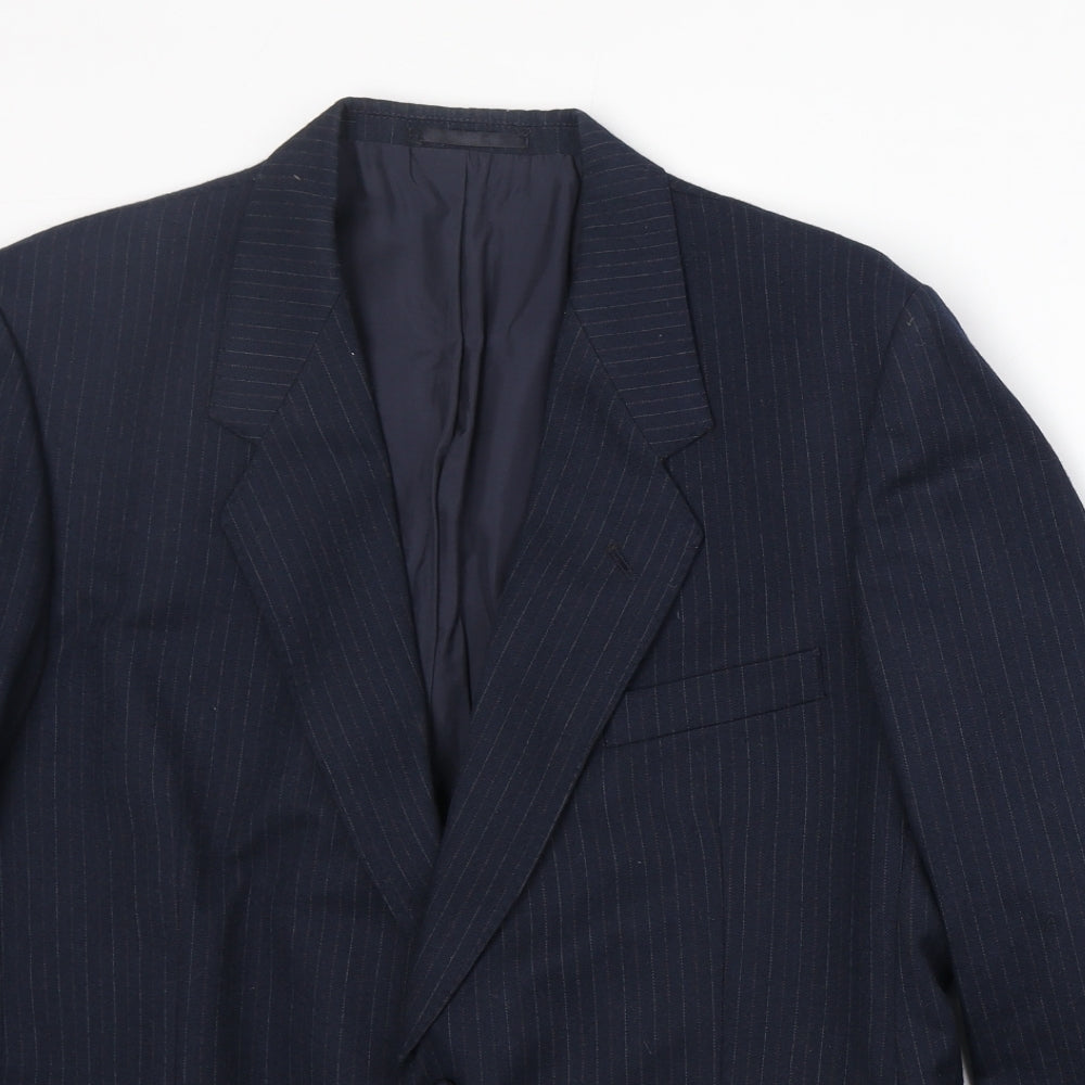 BHS Mens Blue Striped Wool Jacket Suit Jacket Size 42 Regular