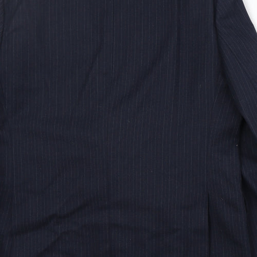 BHS Mens Blue Striped Wool Jacket Suit Jacket Size 42 Regular