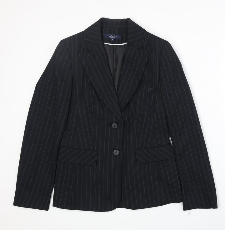 Debenhams Womens Black Striped Polyester Jacket Suit Jacket Size 10