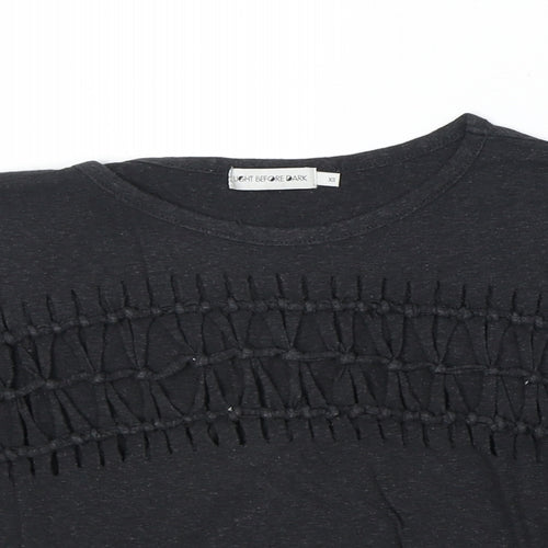 Light Before Dark Womens Grey Geometric Cotton Basic Tank Size XS Round Neck