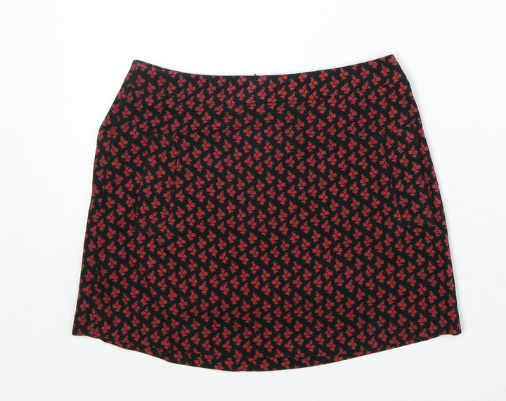 Cooperative Womens Black Floral Cotton Mini Skirt Size XS Zip