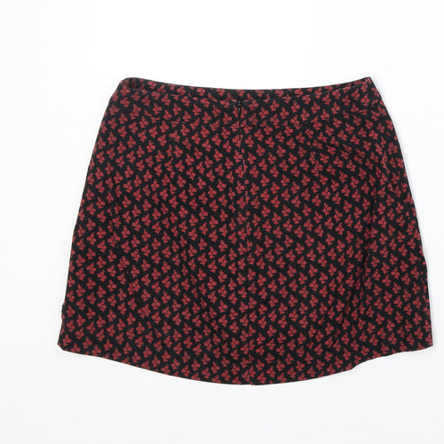 Cooperative Womens Black Floral Cotton Mini Skirt Size XS Zip