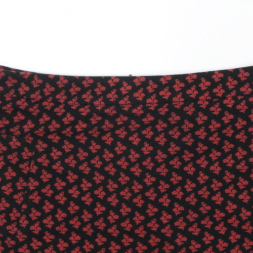 Cooperative Womens Black Floral Cotton Mini Skirt Size XS Zip