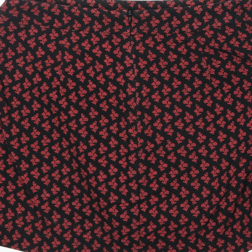 Cooperative Womens Black Floral Cotton Mini Skirt Size XS Zip