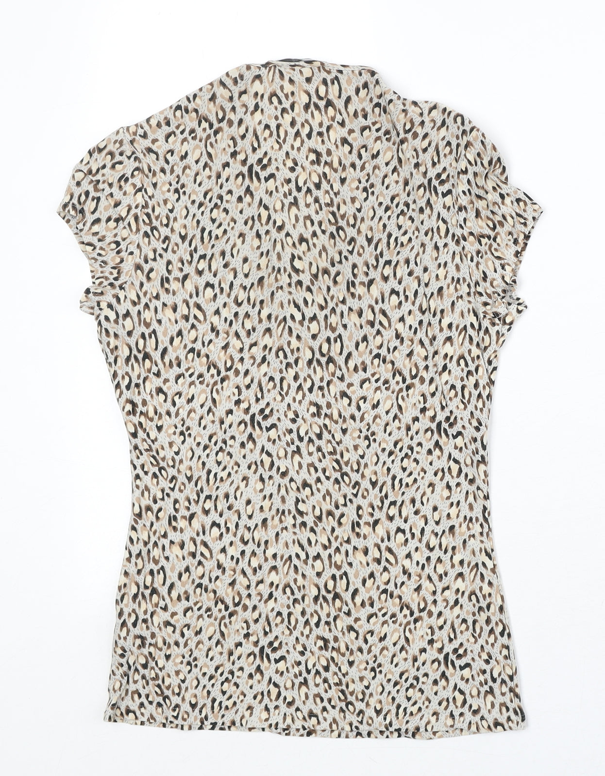Marks and Spencer Womens Beige Geometric Polyester Basic Blouse Size 12 Round Neck