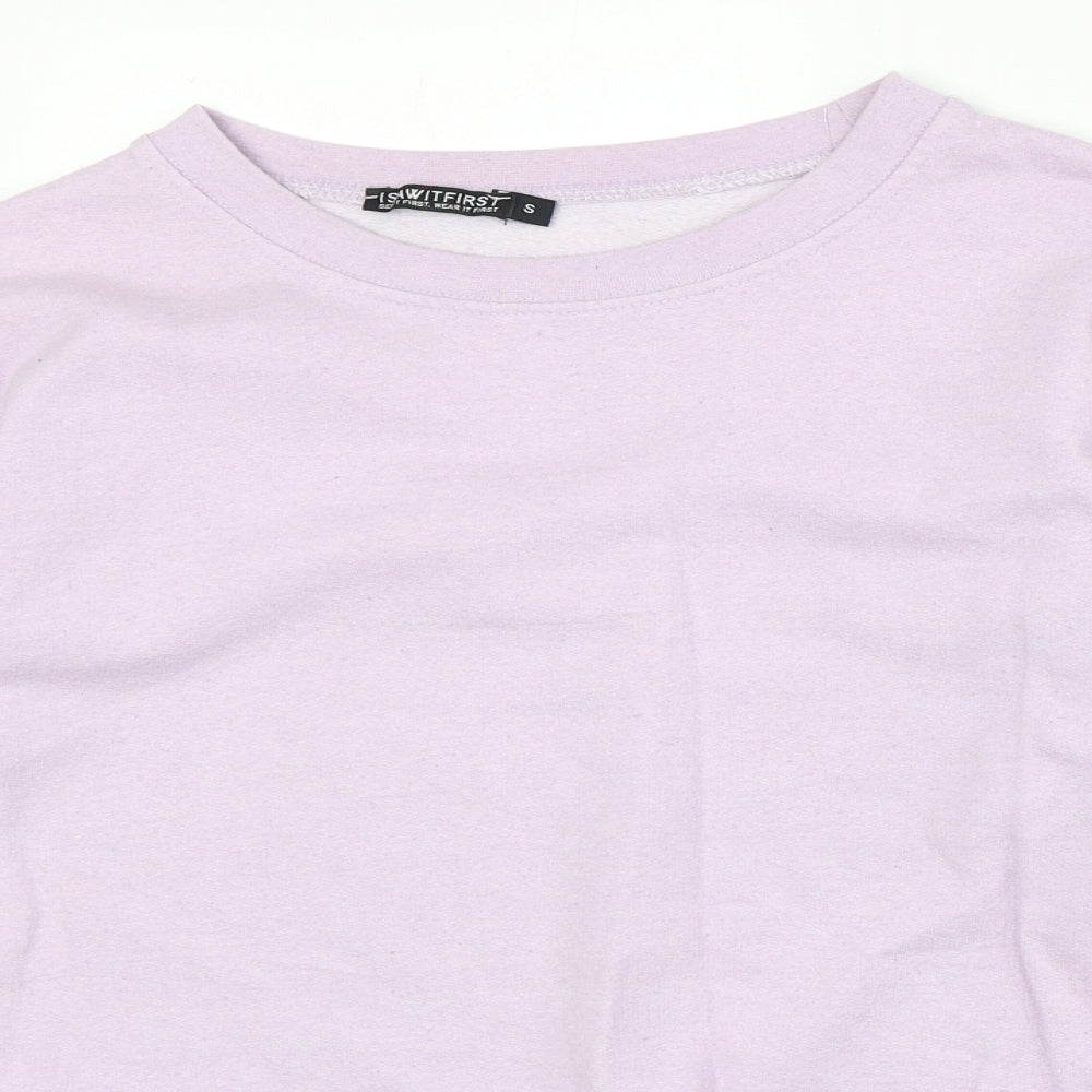 I SAW IT FIRST Womens Purple Cotton Pullover Sweatshirt Size S Pullover