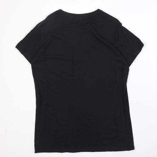 Gildan Mens Black Cotton T-Shirt Size L Round Neck - Australia