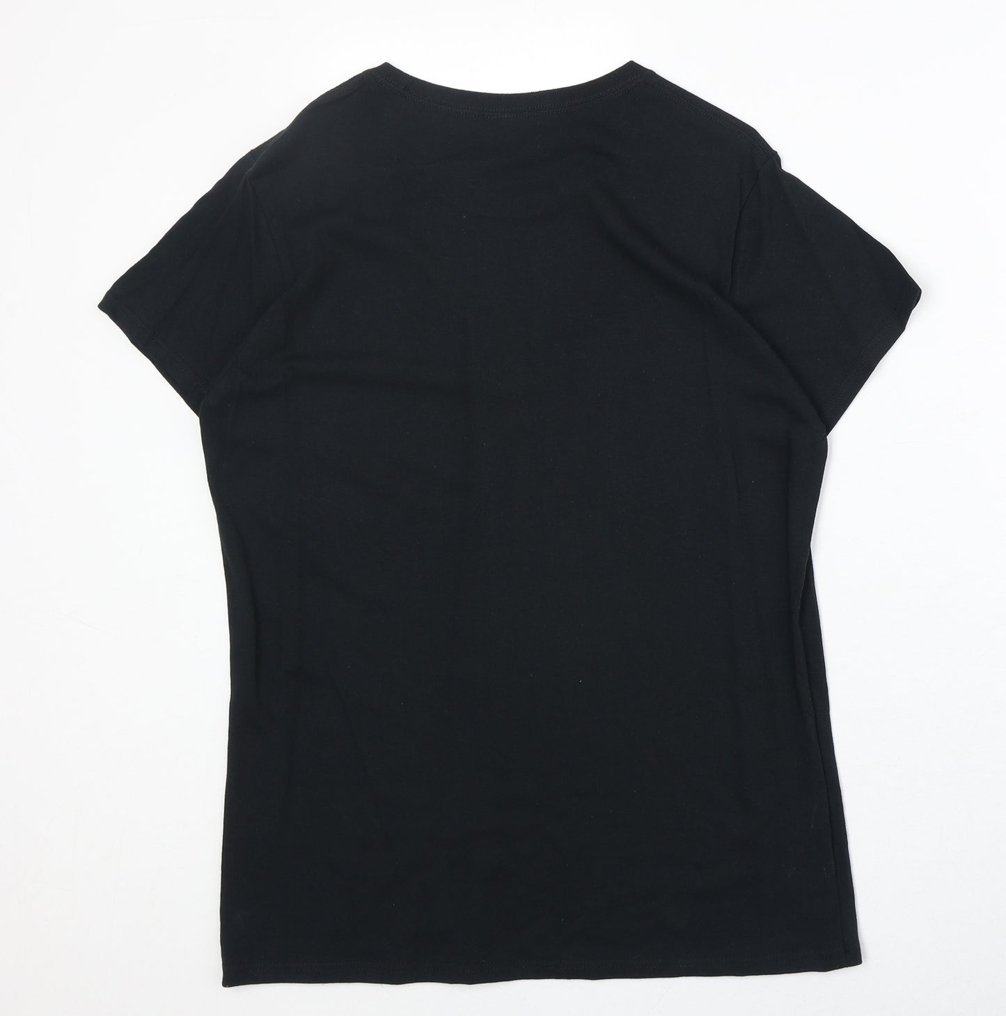 Gildan Mens Black Cotton T-Shirt Size L Round Neck - Australia