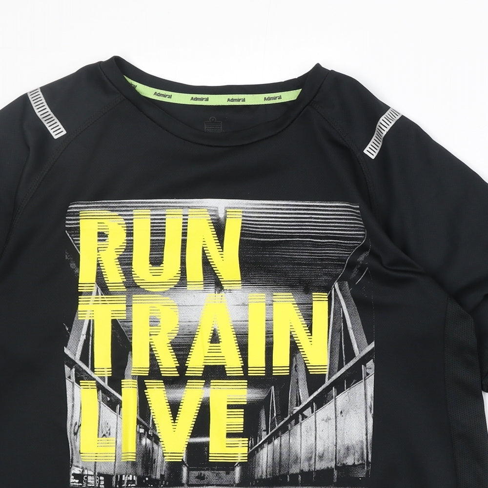 Admiral Mens Black Polyester T-Shirt Size L Round Neck - Run Train Live