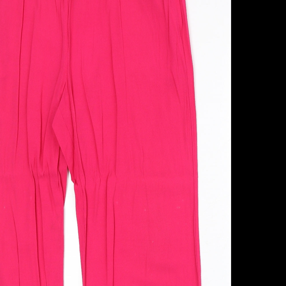 EWM Womens Pink Herringbone Viscose Trousers Size 14 Regular