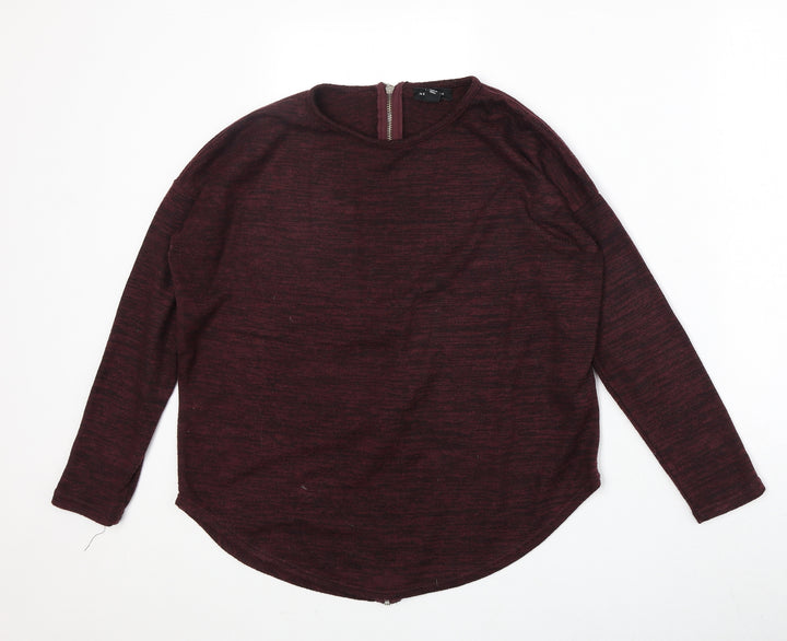 New Look Womens Red Round Neck Polyester Pullover Jumper Size M