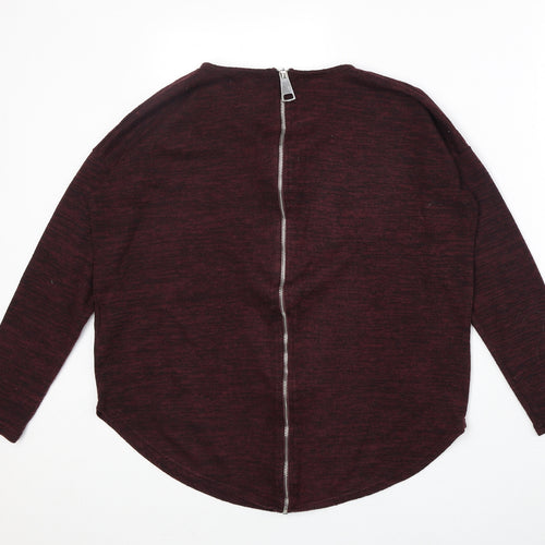New Look Womens Red Round Neck Polyester Pullover Jumper Size M