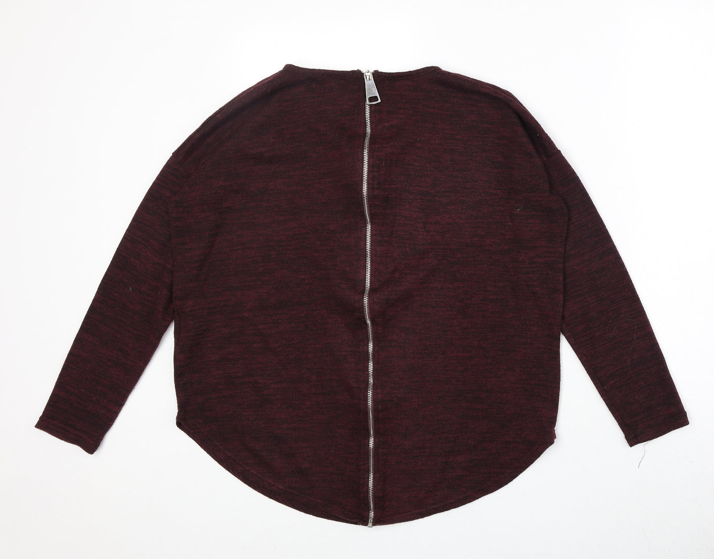 New Look Womens Red Round Neck Polyester Pullover Jumper Size M