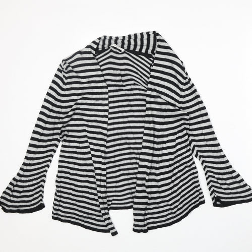 Marks and Spencer Womens Black V-Neck Striped Viscose Cardigan Jumper Size 8